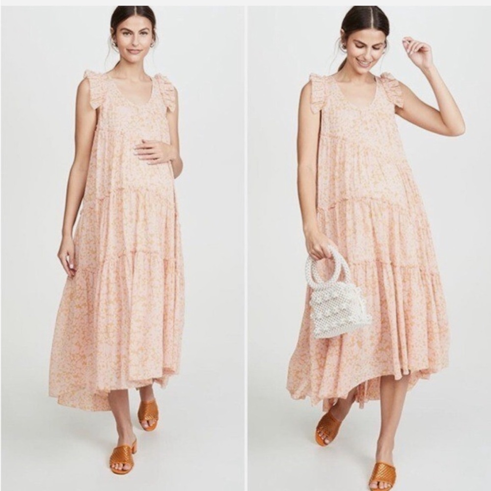 Hatch The Anaelle Midi Dress Bohemian Apricot Pink Hatch Size 3 Maternity Large